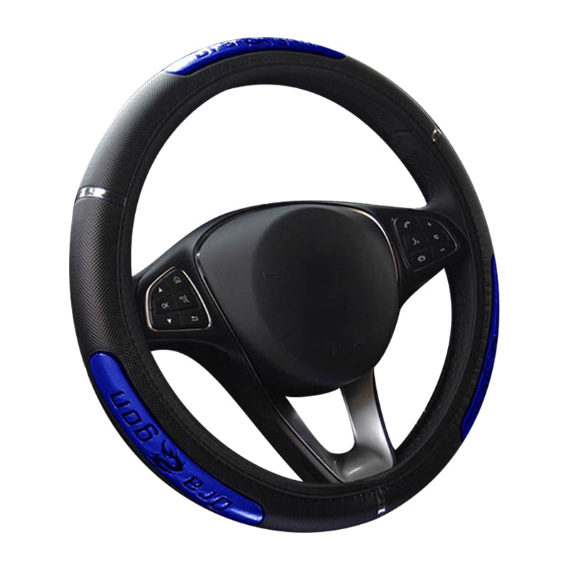 Car Steering Wheel Covers 100% Brand New Reflective Faux Leather Elastic China Dragon Design Auto Steering Wheel Protector