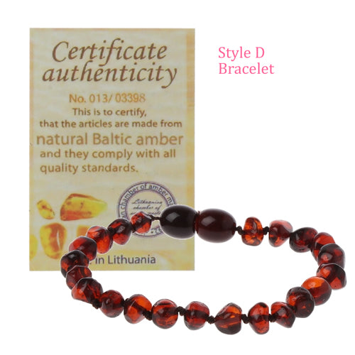 Infant Genuine Baltic Amber Teething Bracelet Raw and Anklet Baby Beads for Teethers