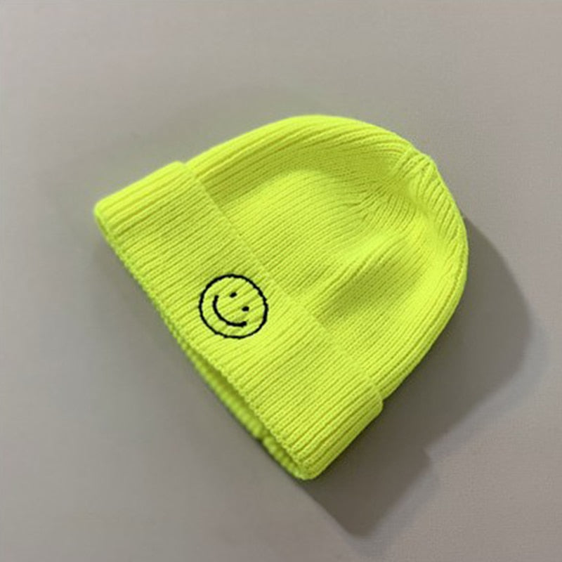 Baby Hat Solid Color Boy Girl Cartoon Smile Embroidery Winter Kids Knitted Hats Children Warm Beanies Child Caps For Babies
