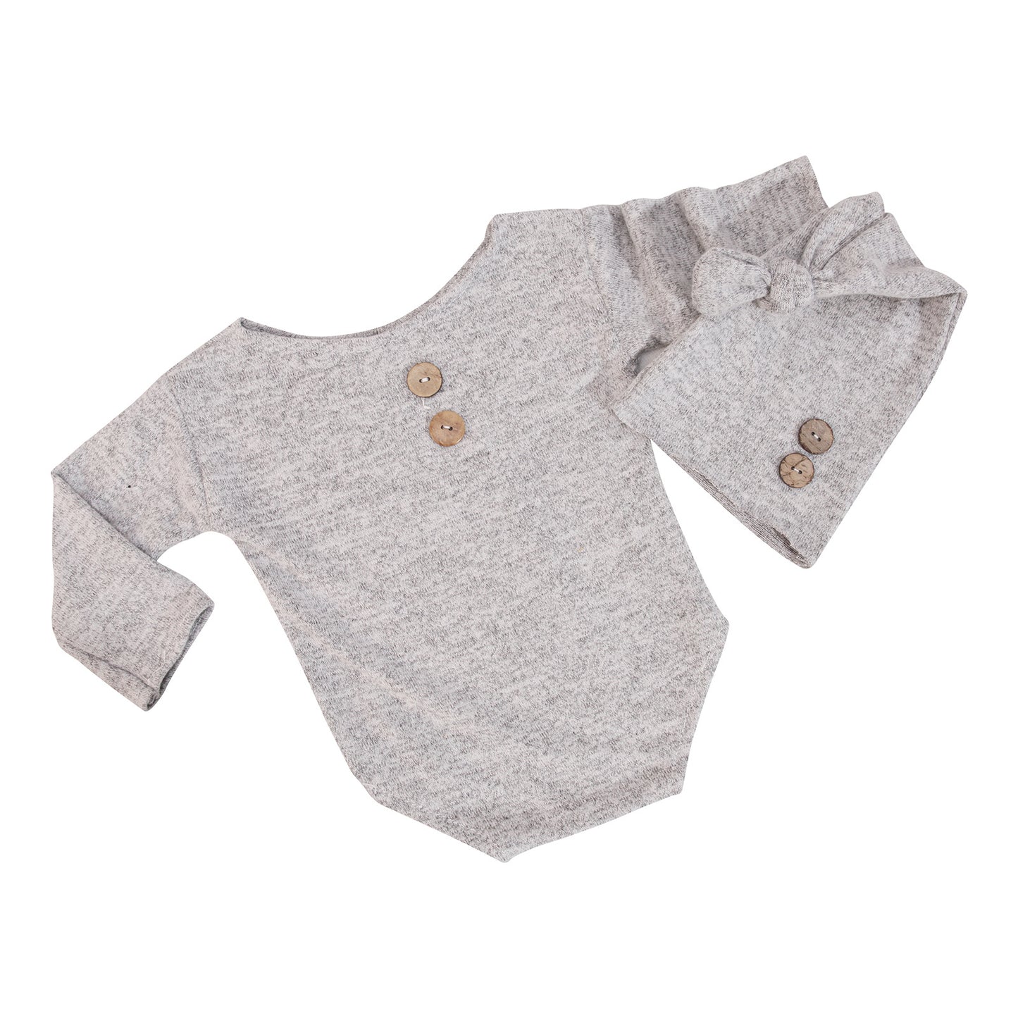 Newborn Full Moon Hundred Days Photography Baby Photo Clothes Props Button Hat 2-Piece Set