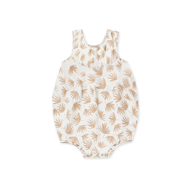 Summer Baby Diaper Cover Cotton Breathable Romper Nordic Style Floral Sleeveless Onesie