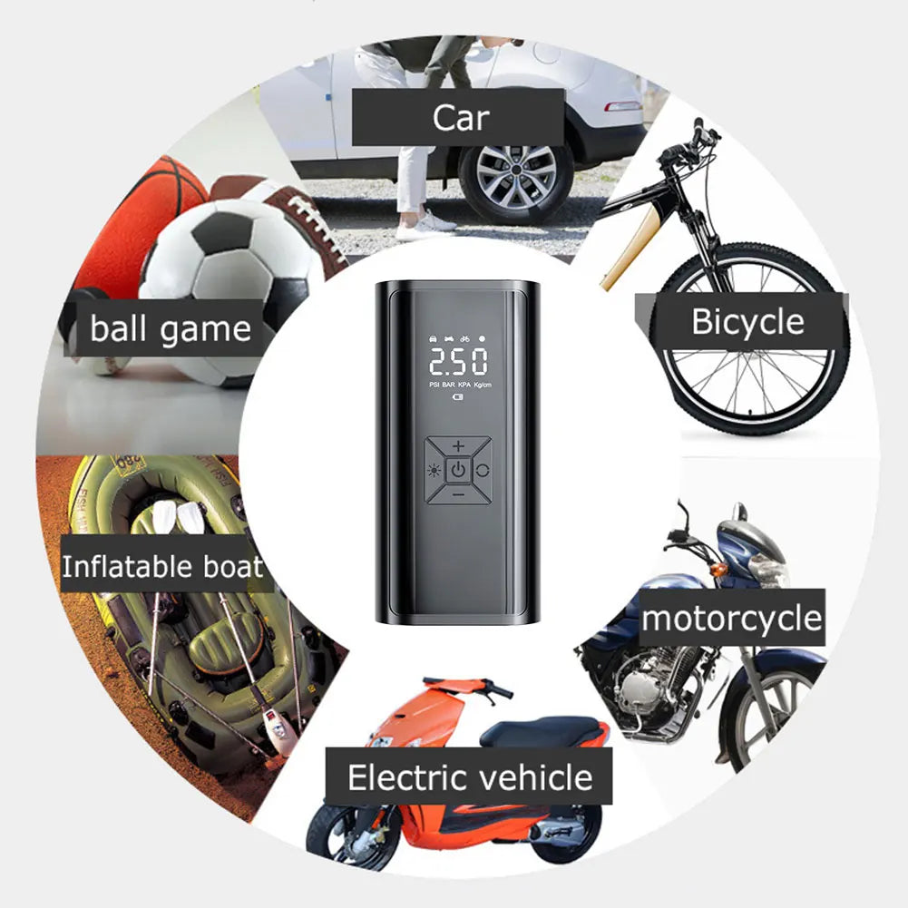 6000mAh Portable Car Air Compressor 12V 150PSI Electric Cordless Tire Inflator Pump for Motorcycle Bicycle Boat AUTO Tyre Balls