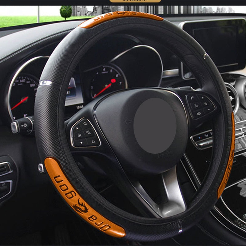 Car Steering Wheel Covers 100% Brand New Reflective Faux Leather Elastic China Dragon Design Auto Steering Wheel Protector