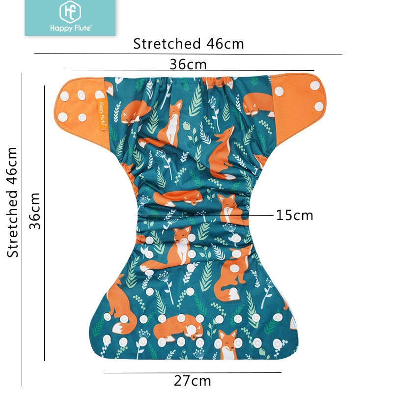 Happy Flute Cloth Diapers for Children Adjustable Wet/Dry Bag Waterproof Babies Diapers Ecological Backpack Reusable 4 pcs/set