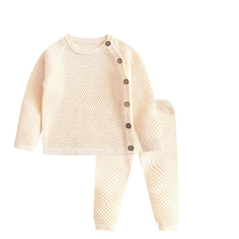 Baby Boy Girl Clothes Sets Spring Autumn Solid Newborn Baby Girl Clothing Long Sleeve Tops + Pants Outfits Casual Baby Pajamas No hat