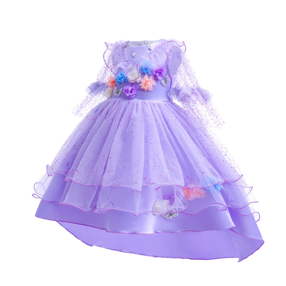 Encanto Isabela Princess Dress Flowers Purple Dress Cosplay