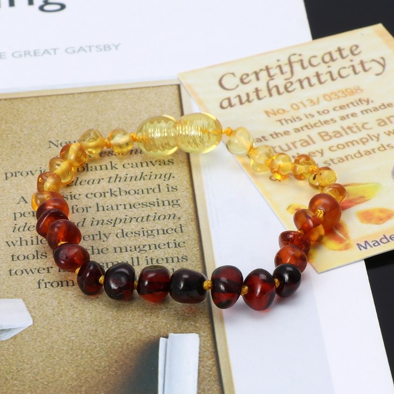 Infant Genuine Baltic Amber Teething Bracelet Raw and Anklet Baby Beads for Teethers