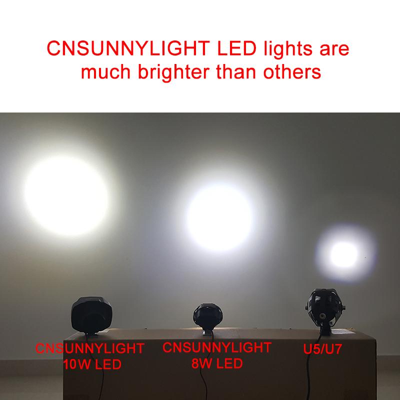 CNSUNNYLIGHT Super Bright High Power 6W Motorcycle Led Light Fog Spot White Headlight Working Light DC 12V 24V External Lighting