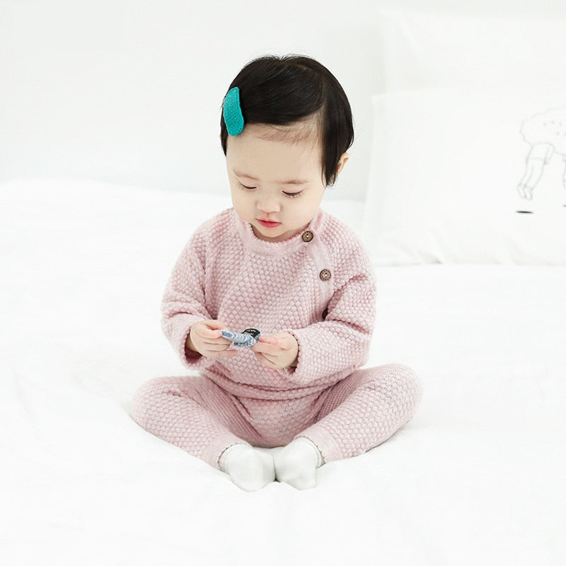 Infant Baby Sweater Suit Autumn Winter Girl Knitting Sweater Set Warm Baby Boy Clothing 2pcs Newborn Baby Clothes 0-3 Years