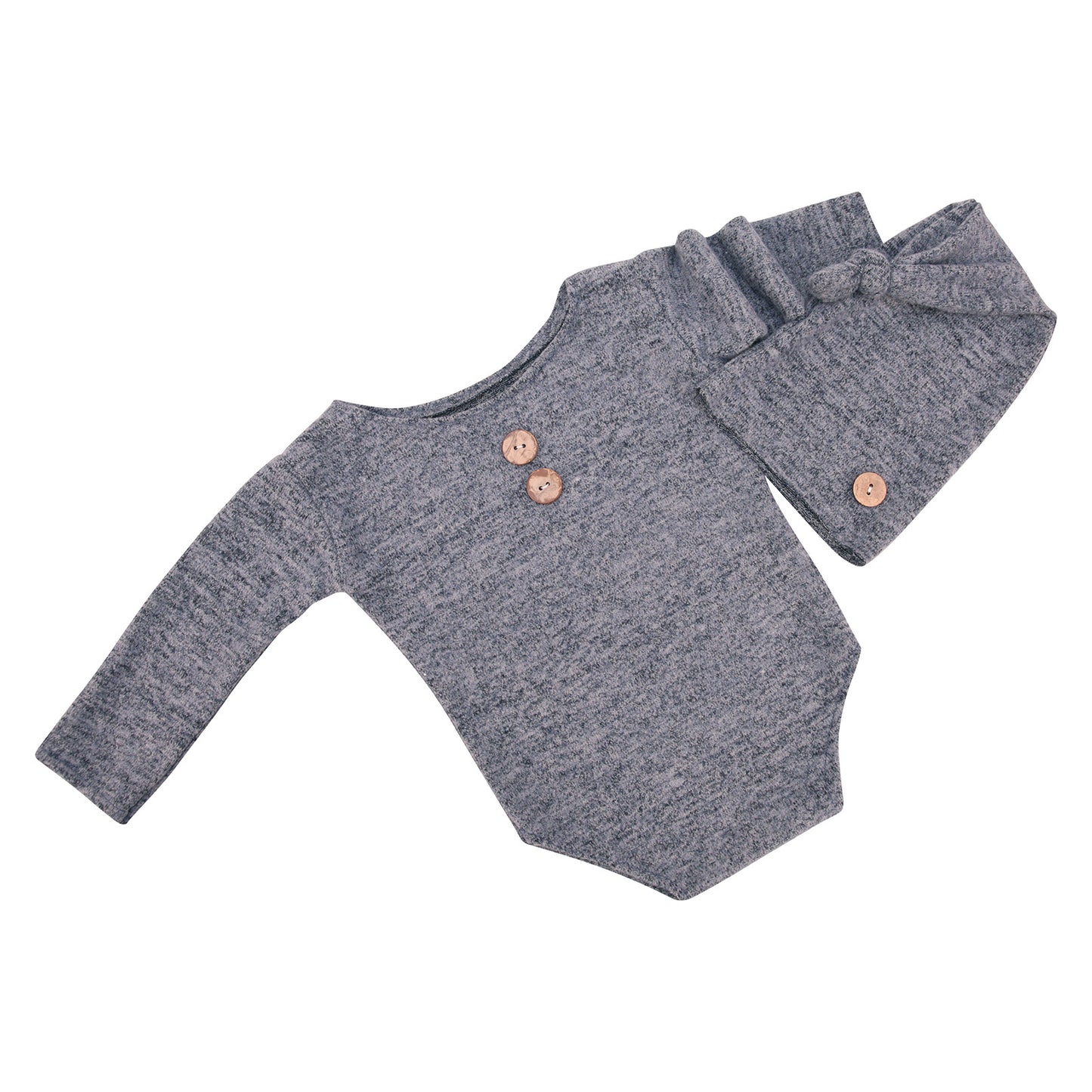 Newborn Full Moon Hundred Days Photography Baby Photo Clothes Props Button Hat 2-Piece Set