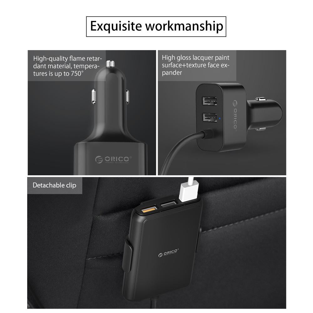ORICO UCP-5P Portable 52W Car Charger with Expander Quick Charge 3.0 Car Charger 5 Porst for Your needs MPV Car