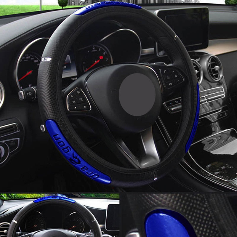 Car Steering Wheel Covers 100% Brand New Reflective Faux Leather Elastic China Dragon Design Auto Steering Wheel Protector