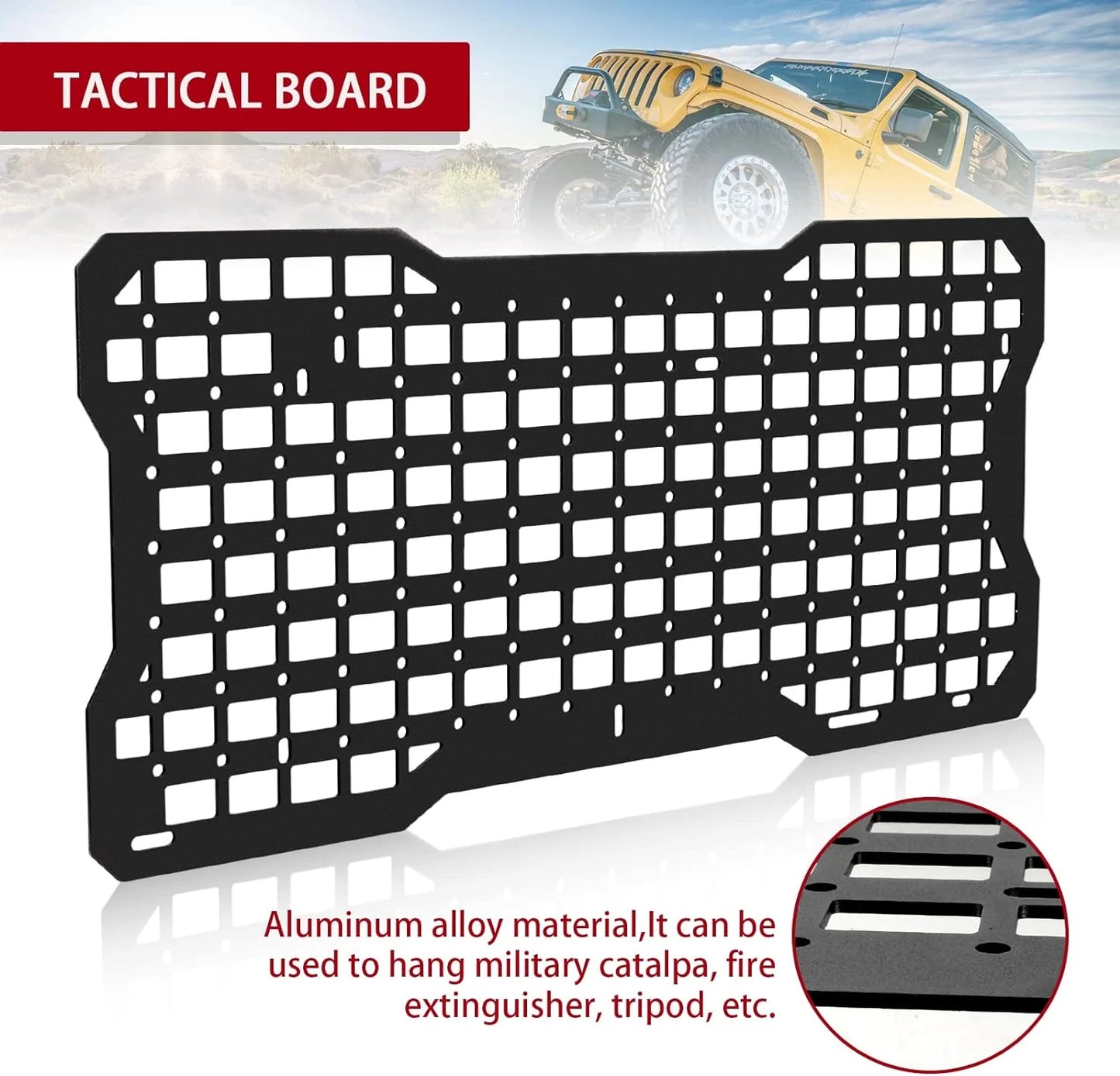 JK&JL Tailgate Tactical Panel for Wrangler Tailgate Tool Kit/JL Organizer Racks Compatible with Jeep Wrangler 2007-2022 JK JKU &