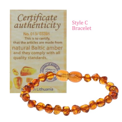 Infant Genuine Baltic Amber Teething Bracelet Raw and Anklet Baby Beads for Teethers