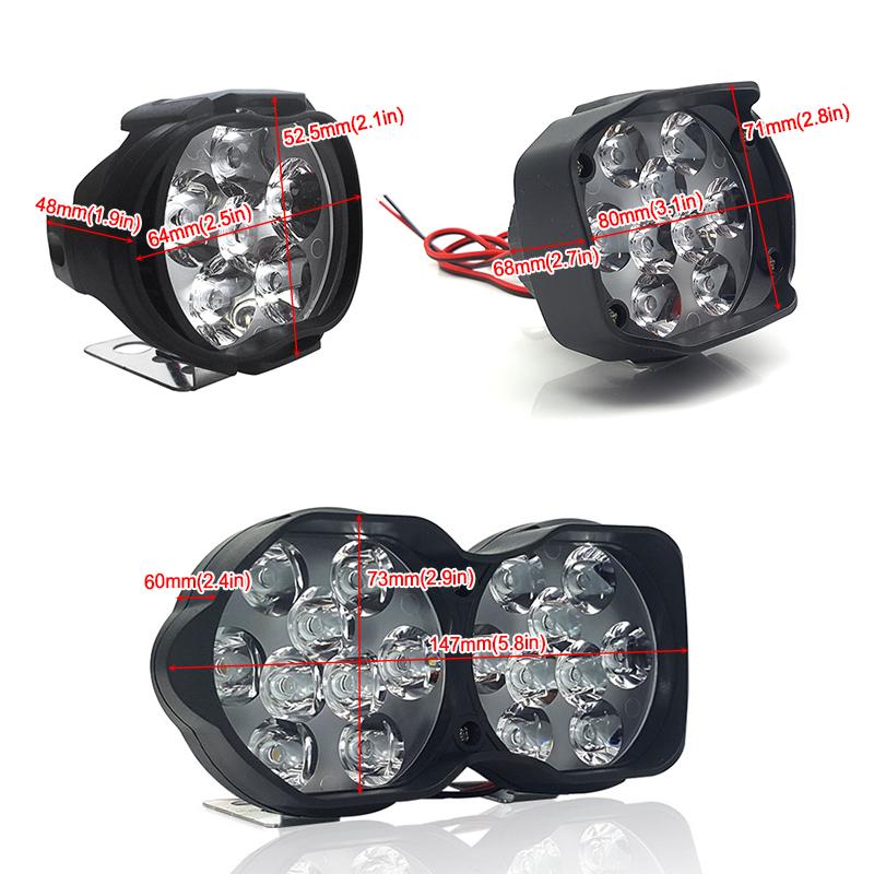 CNSUNNYLIGHT Super Bright High Power 6W Motorcycle Led Light Fog Spot White Headlight Working Light DC 12V 24V External Lighting