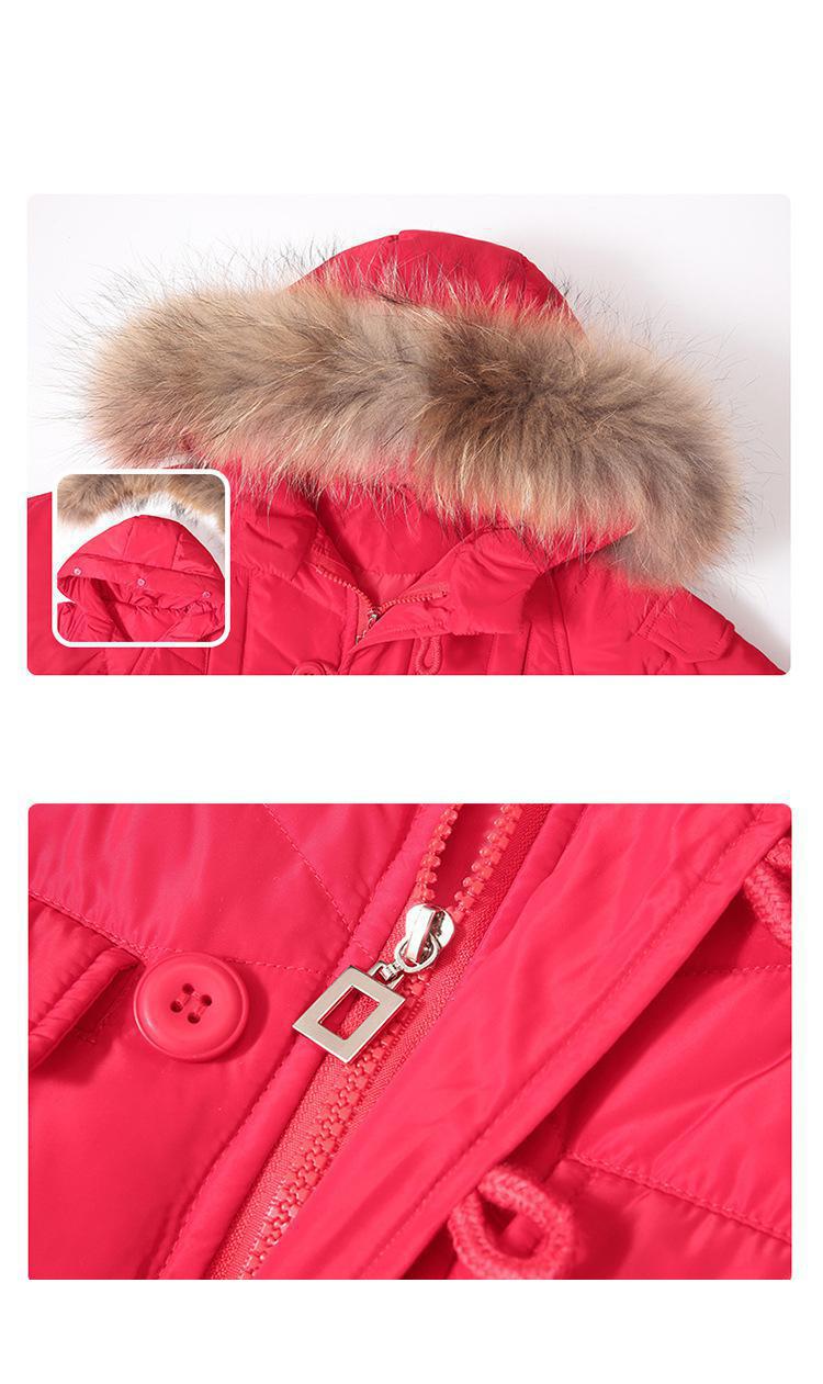 Winter Baby Boys Snowsuits Children's Down Jacket with Big Fur Hooed 4 Solid Colors with Zipper kids Down Jacket Set 2pcs