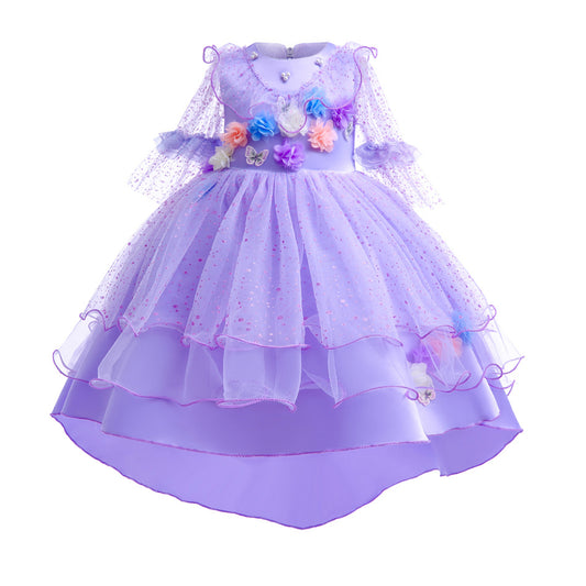 Encanto Isabela Princess Dress Flowers Purple Dress Cosplay