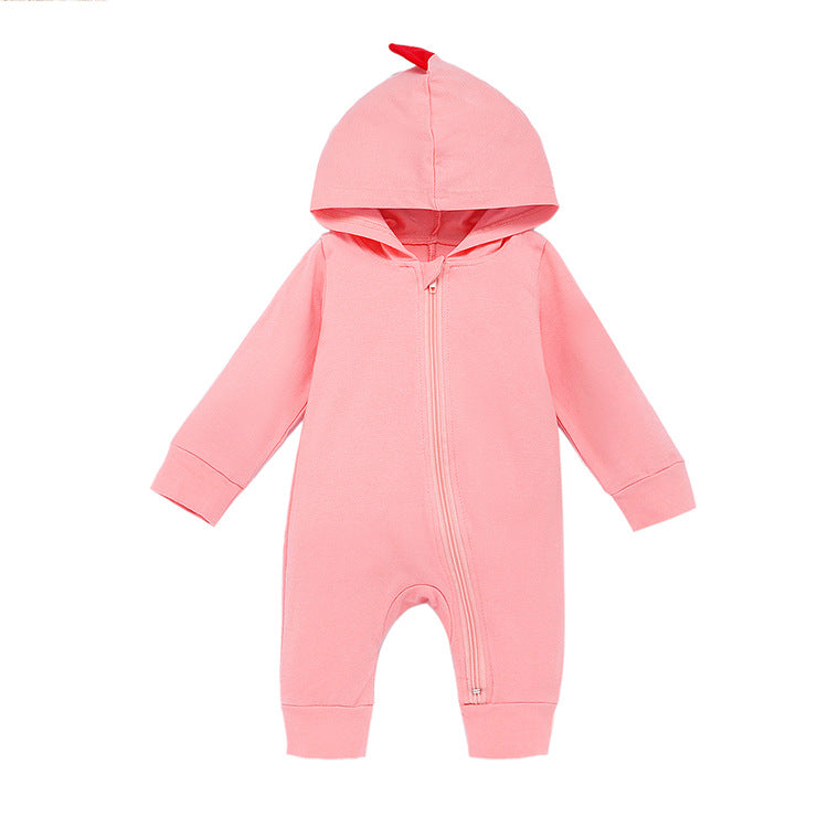 New Style Baby Long Sleeve Crawling Suit Spring And Autumn Dinosaur Hooded Zipper One-Piece Romper Long Crawling Suit