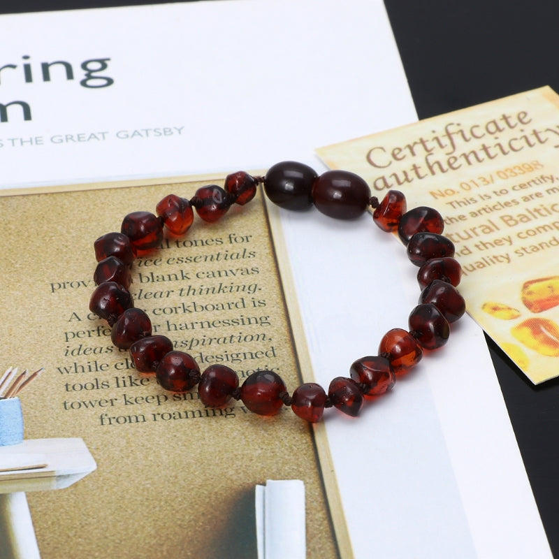 Infant Genuine Baltic Amber Teething Bracelet Raw and Anklet Baby Beads for Teethers