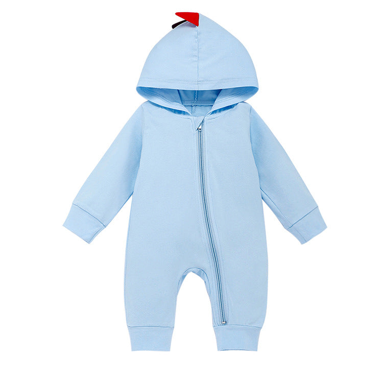 New Style Baby Long Sleeve Crawling Suit Spring And Autumn Dinosaur Hooded Zipper One-Piece Romper Long Crawling Suit