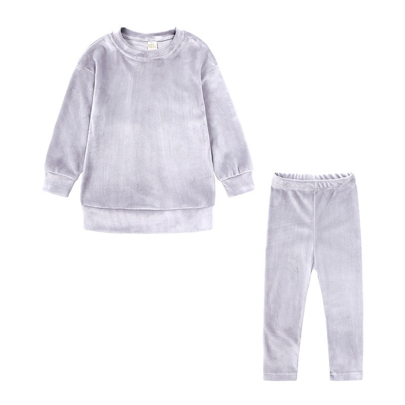 Children's Clothes Autumn And Winter New Suit Girl Baby Clothes Children's Casual Gold Velvet Two-Piece Set