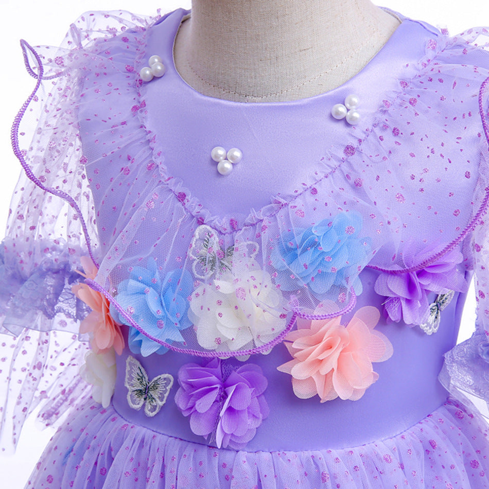 Encanto Isabela Princess Dress Flowers Purple Dress Cosplay