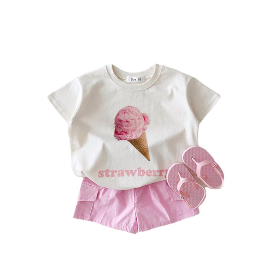 Ins Korean Version Of Children's Clothing Summer Children's Suit Baby Girl Boy T-Shirt Shorts Two-Piece Set