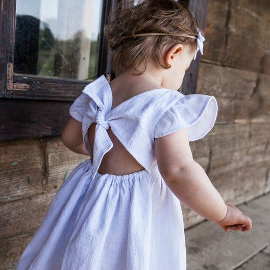 New Girl's Dress Baby Cotton Linen Solid Color Children's Skirt Bow Princess Skirt Tutu Skirt Children's Clothing