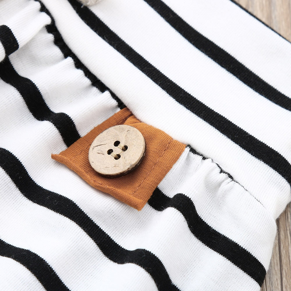 Winter Baby Newborn Baby Boy Girl Clothes Feather T shirt Tops Striped Pants Clothes Outfits Set vetement enfant fille