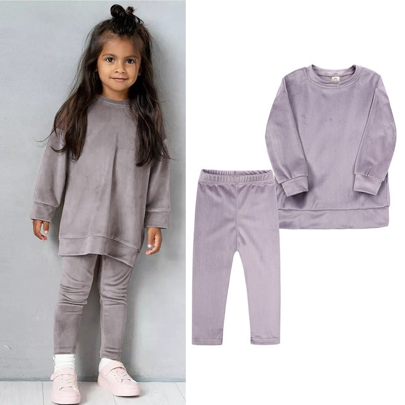 Children's Clothes Autumn And Winter New Suit Girl Baby Clothes Children's Casual Gold Velvet Two-Piece Set