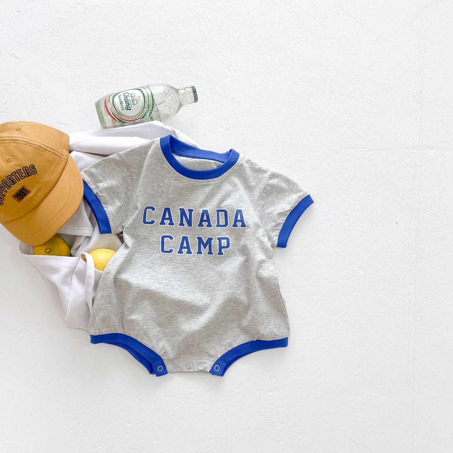 Summer Baby Onesie Short Sleeve Alphabet Print Baby Color Matching Cotton Romper Bag Fart Romper