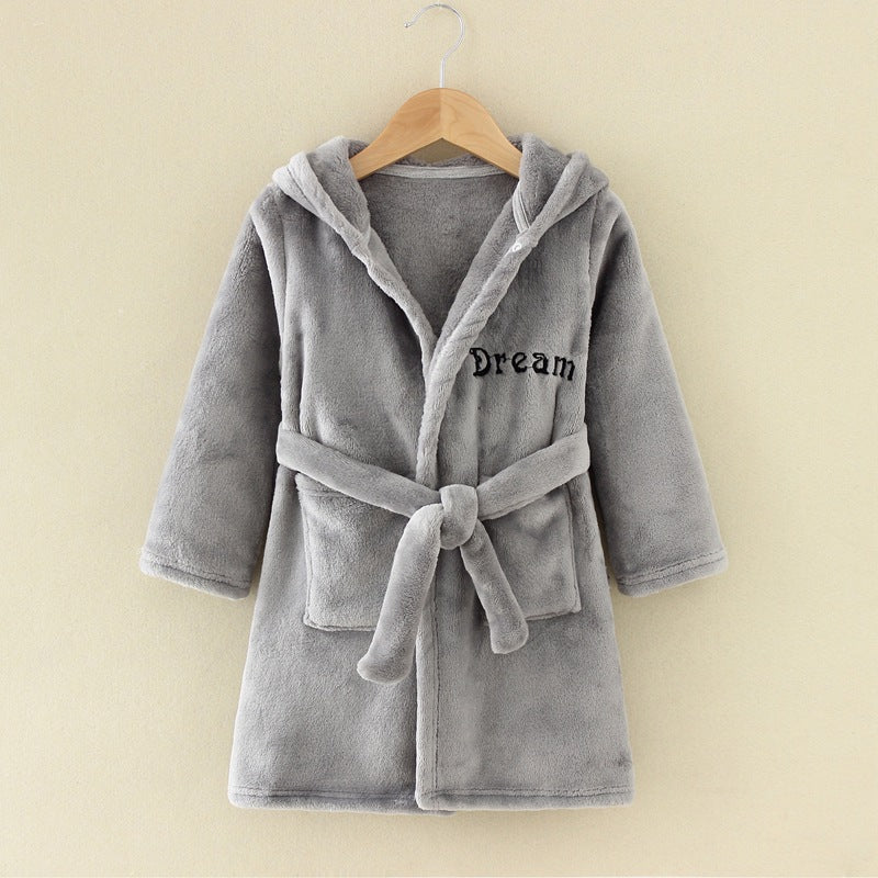 New Children's Clothing Home Clothes Male And Female Baby Bathrobe Cartoon Flannel Hooded Children's Nightgown