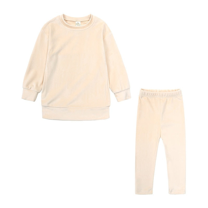 Children's Clothes Autumn And Winter New Suit Girl Baby Clothes Children's Casual Gold Velvet Two-Piece Set