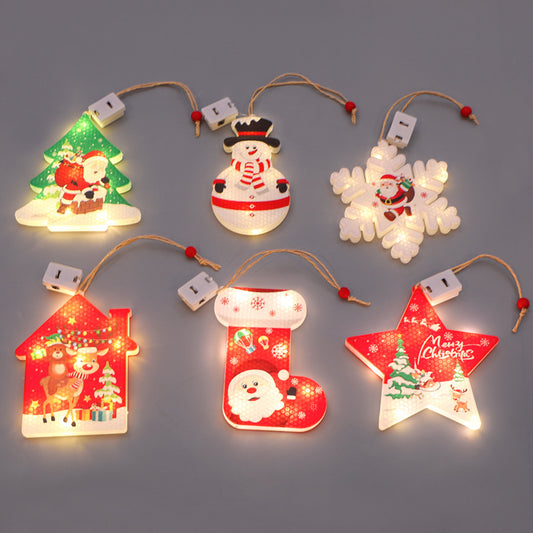 Christmas decorative lights, holiday LED window display, small colorful lights, Christmas tree decoration, and hanging signs