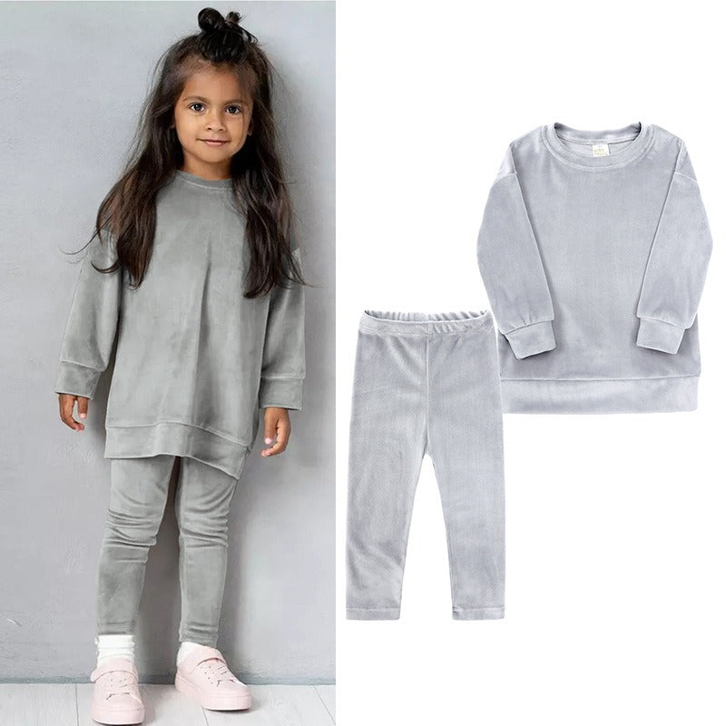 Children's Clothes Autumn And Winter New Suit Girl Baby Clothes Children's Casual Gold Velvet Two-Piece Set