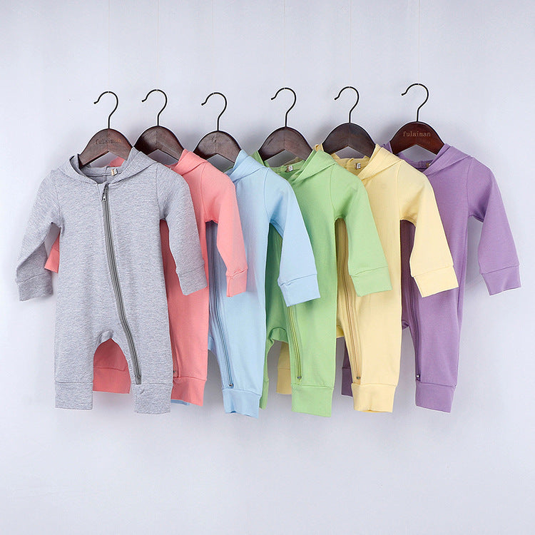 New Style Baby Long Sleeve Crawling Suit Spring And Autumn Dinosaur Hooded Zipper One-Piece Romper Long Crawling Suit