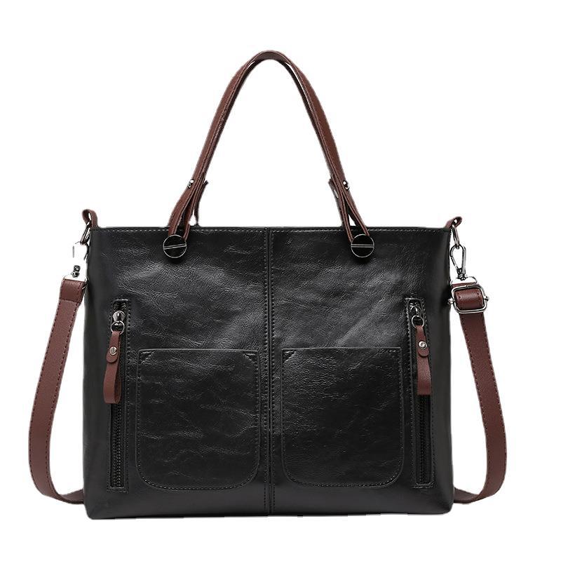 European and American fashion shoulder bag for women large capacity retro women's tote bag simple diagonal cross bag