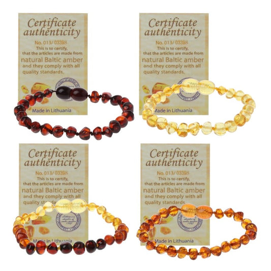 Infant Genuine Baltic Amber Teething Bracelet Raw and Anklet Baby Beads for Teethers