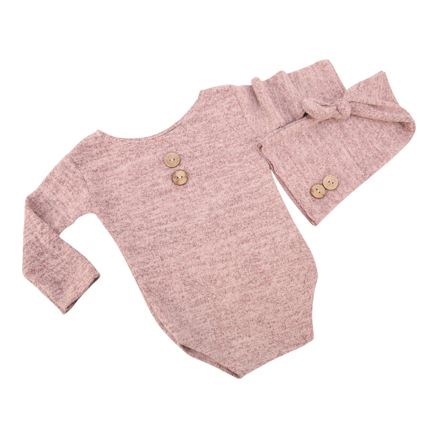 Newborn Full Moon Hundred Days Photography Baby Photo Clothes Props Button Hat 2-Piece Set